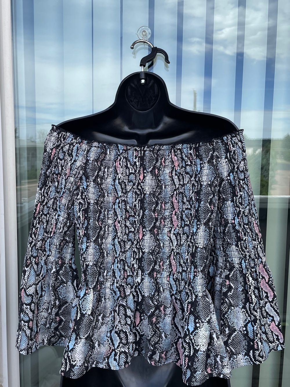 Candie's Black, Pink, Light Blue & White Snake Patterned Top